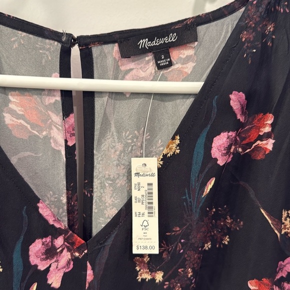 NWT Madewell Wide V-Neck Floral Satiny Maxi Dress - Picture 7 of 13